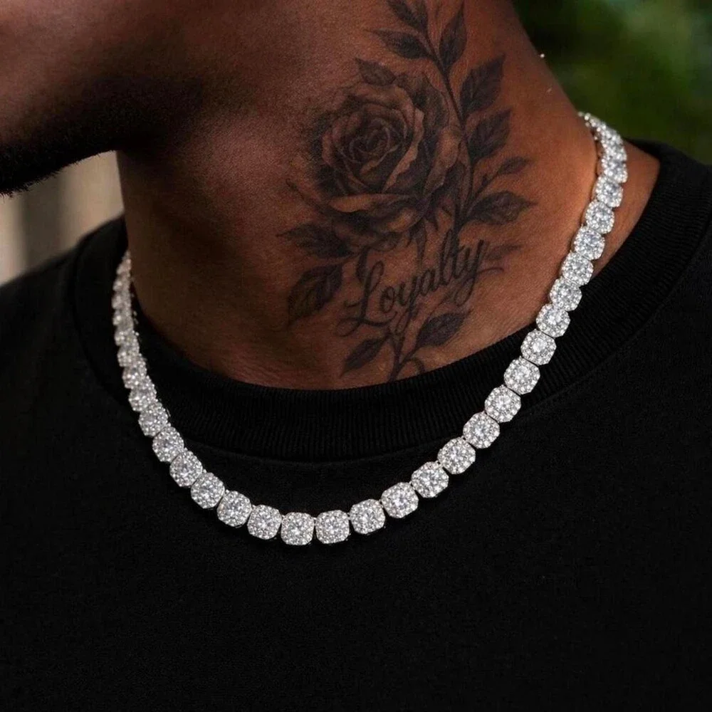 Silver 20 Mm Iced Out Diamond 6 B 6 A